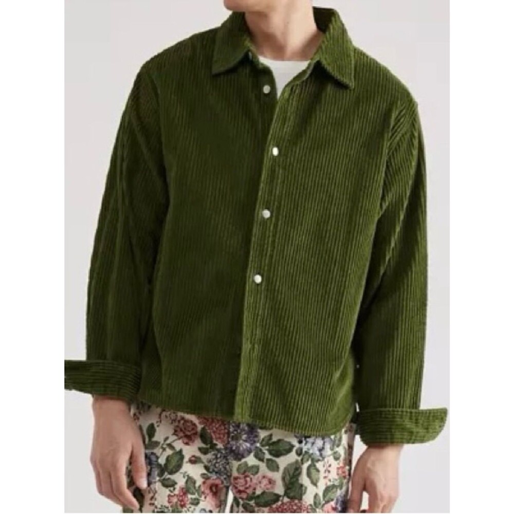 Urban Outfitters Green Corduroy Shacket Men’s Large Wide Fit Button Front Shirt